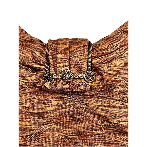 Anne Cole Bandeau Shirred 1PC Women's Swimsuit Shimmering Bronze Color Metallic - Picture 3 of 9